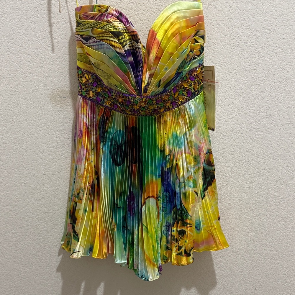 Night Moves Multicolor Pleated Mini Dress